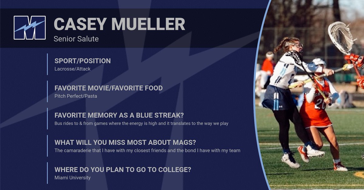 MagsHSAthletics's tweet photo. Lacrosse player, Casey Mueller is today's senior salute. Enjoy the spring weather today! @magsbluestreaks #magsproud #classof2020 https://t.co/yRuwoGjrlf