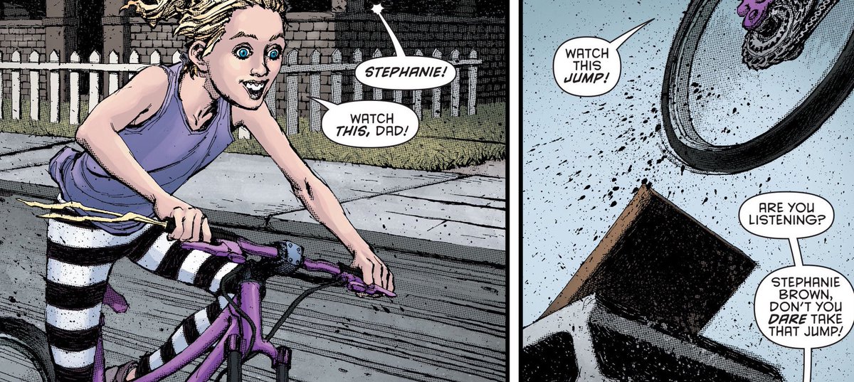 dailystephbrown's tweet photo. then / now
“sorry, dad. i kind of set you up. but did you see that jump?”

batman eternal #24 https://t.co/Z42tEripIu
