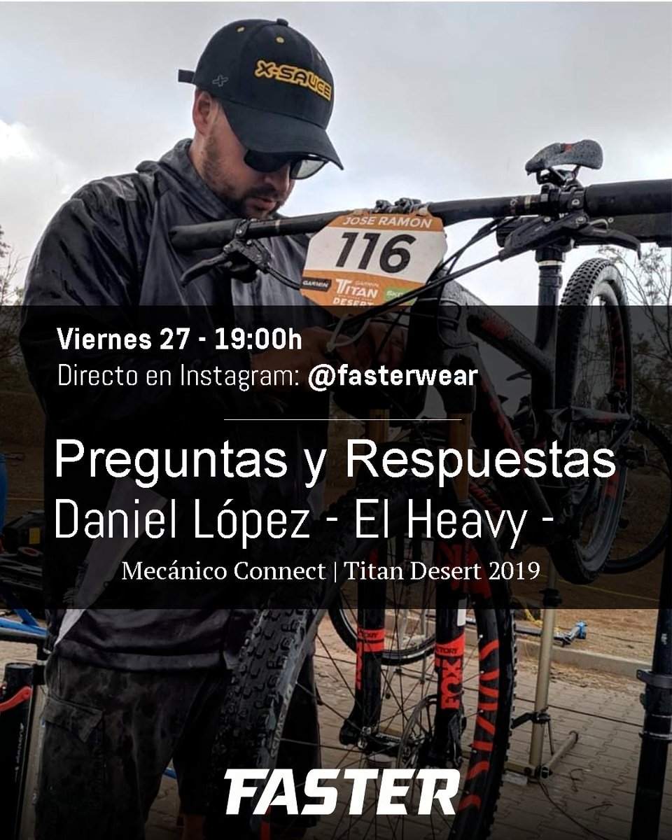 Entrevista con Dani, mecánico de la Titan Desert 2019

Desde como preparar nuestra bici para competiciones, su opinión en tendencias y mucho más. ¡No te lo pierdas! Viernes 27 a las 19:00 en el Instagram de FASTER, @fasterwear

Enlace al Instagram 👉🏽 bit.ly/FASTER-instagr…