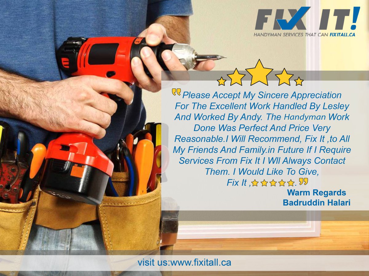 fixitTO's tweet image. The reviews by our happy customer will surely insist you to avail services from us. To contact click here: fixitall.ca
#happycustomer #review #fixitall