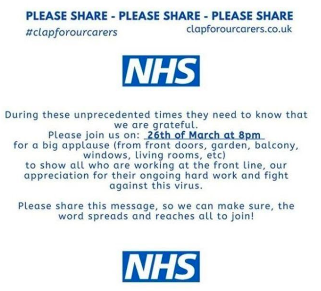 #ClapForCarers and for our #NHS 👏❤️👇A quick reminder for 8pm tonight. Hope you're all staying safe &amp; well in these difficult times. 

#Doctors #Nurses #Carers #StayStrong #UK #ManningGlobal