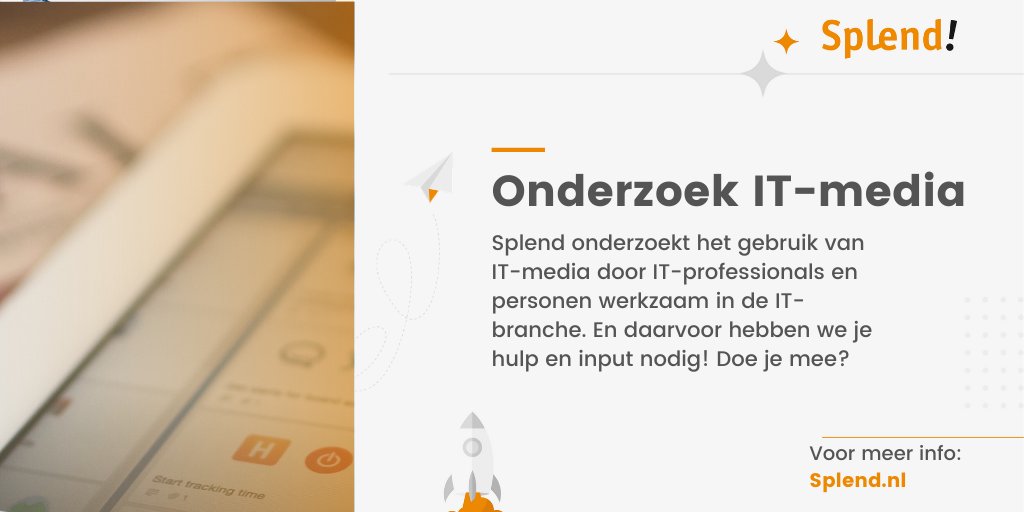 Splend onderzoekt het gebruik van IT-media door IT-professionals en personen werkzaam in de IT-branche. En daarvoor hebben we je hulp en input nodig! De enquête is anoniem, bestaat uit 20 vragen en duurt circa. 8 min. Doe je mee? forms.gle/FRPjFQuYj3yYid…