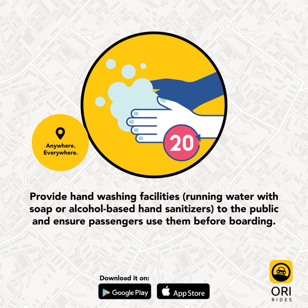 Be sure that your passengers have sanitized by providing them with either water and soap or hand sanitizer before you start any trip 
#AnywhereEverywhere #StaySafeUG #Covid19