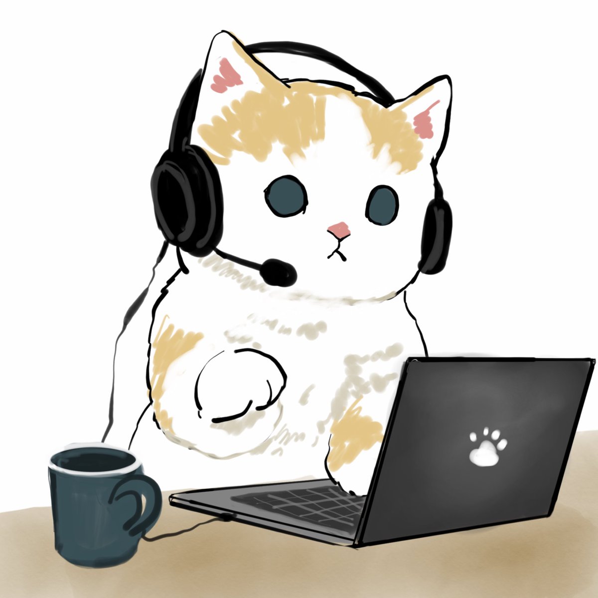 no humans laptop computer cat headphones animal focus white background  illustration images