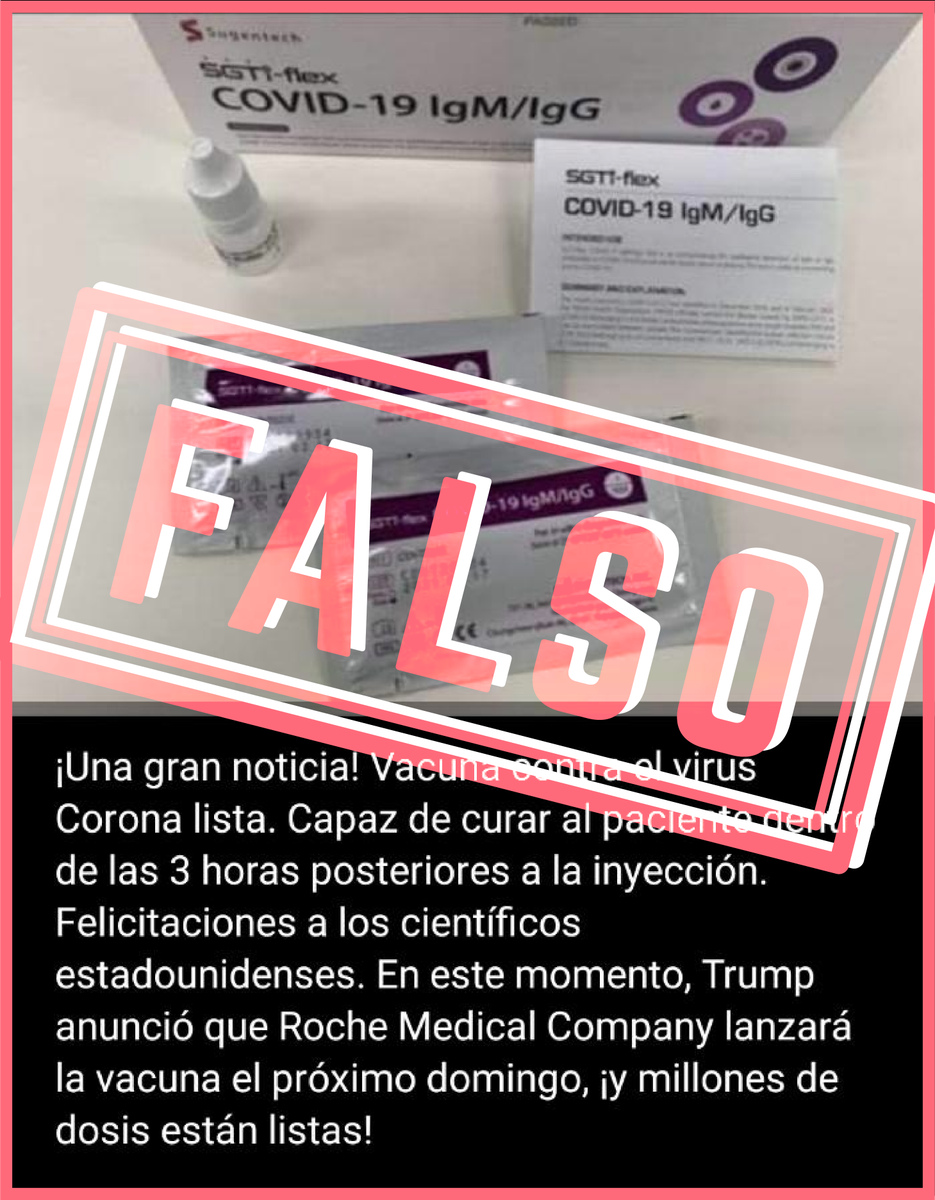 No es cierto que exista una vacuna o medicamento que cure el coronavirus (COVID-19). ¡No caigas en noticias falsas! Recuerda verificar toda la información que circula en internet, redes sociales y cadenas de Whatsapp, en los canales oficiales del <a href="/MinSaludCol/">MinSalud Colombia 🇨🇴</a> #EvitaElCoronavirus