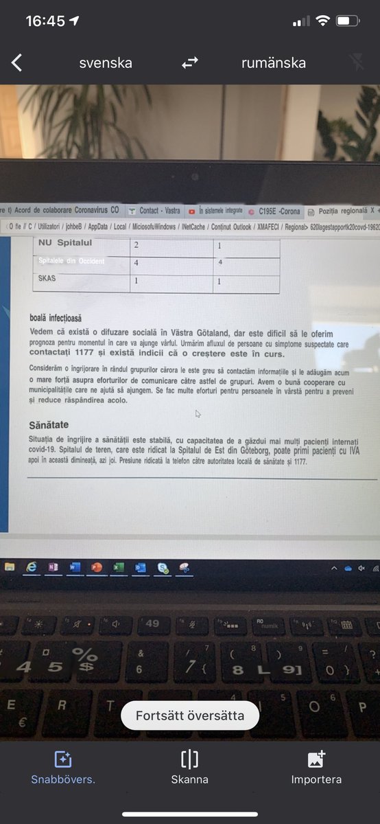 Med appen google översätt kan du få stöd med att översätta texter live i din mobilkamera. Inte exakt men en hjälp på vägen. Stöder > 100 språk #COVID19SWEDEN