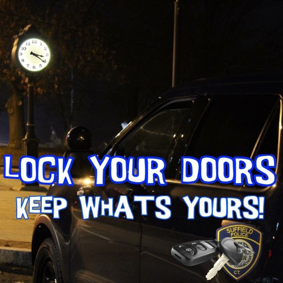 SuffieldPolice's tweet image. Another car taken and several unlocked vehicles entered earlier this week.  Please lock up!