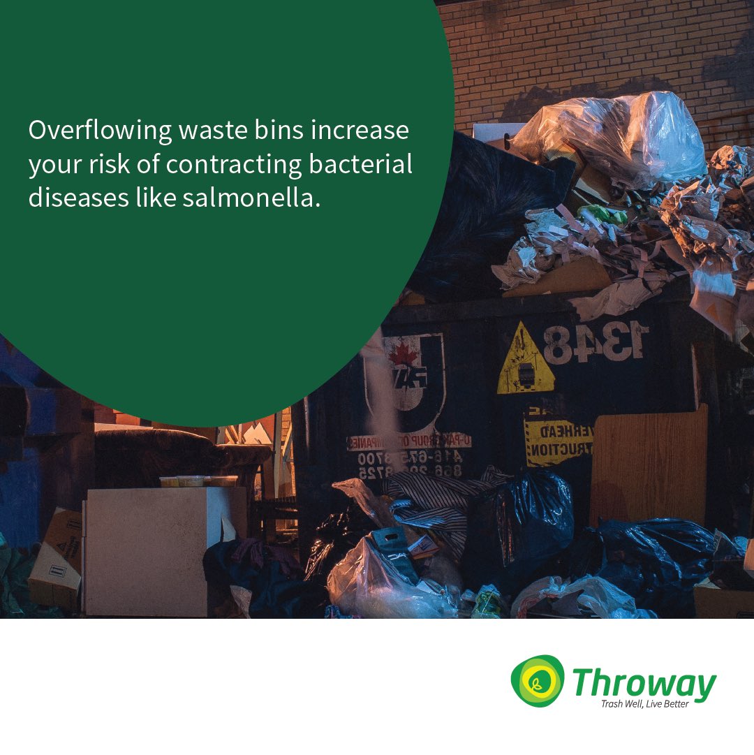 ThrowayNG's tweet photo. Avoid letting your waste overflow. It's a breeding ground for insects and bacteria which causes salmonella, ultimately leading to typhoid fever, food poisoning, gastroenteritis, and other major illnesses.

#TrashWellLiveBetter https://t.co/HxuFuUVBCt