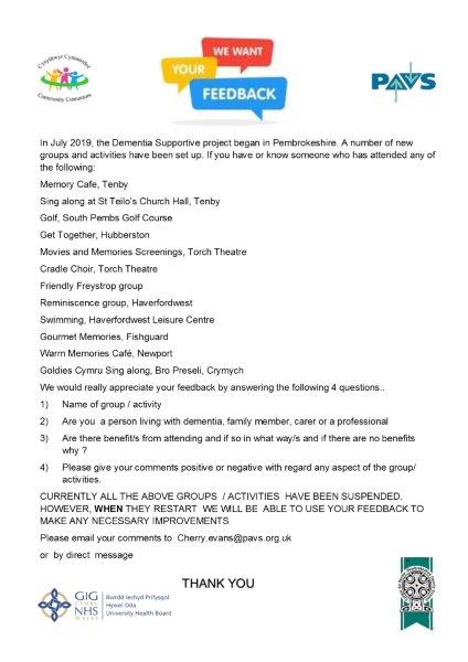 We would be very grateful for your feedback...
<a href="/ccpembs/">Community Connectors</a> @PAVS_HealthWB