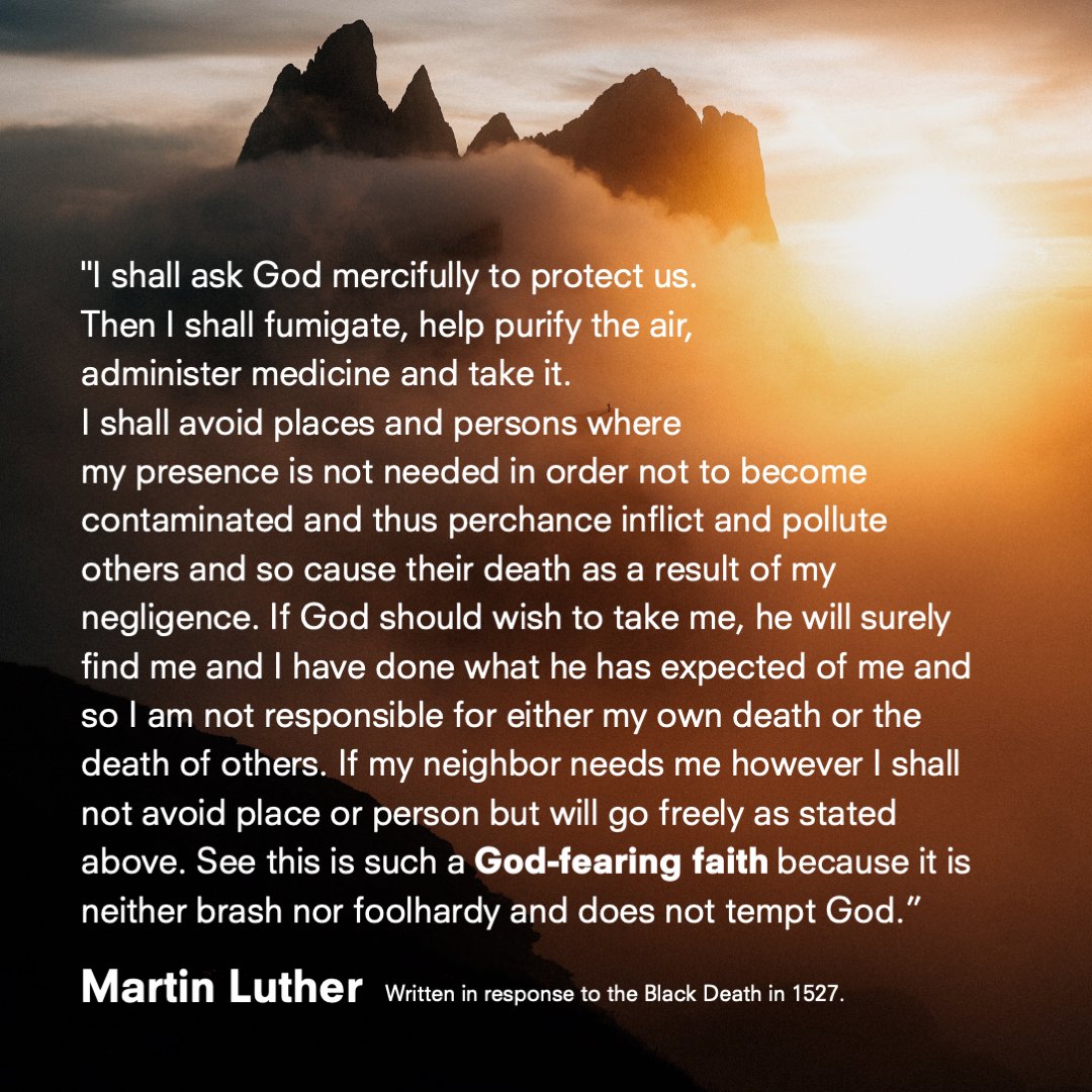 InterserveCnd's tweet photo. It's amazing how wise and relevant these words from Martin Luther are to our present situation.

These words are a good reminder to encourage the Christian community, about caution, good sense and dependence upon God — it calls for a God - fearing faith. https://t.co/uiP83fsRkk