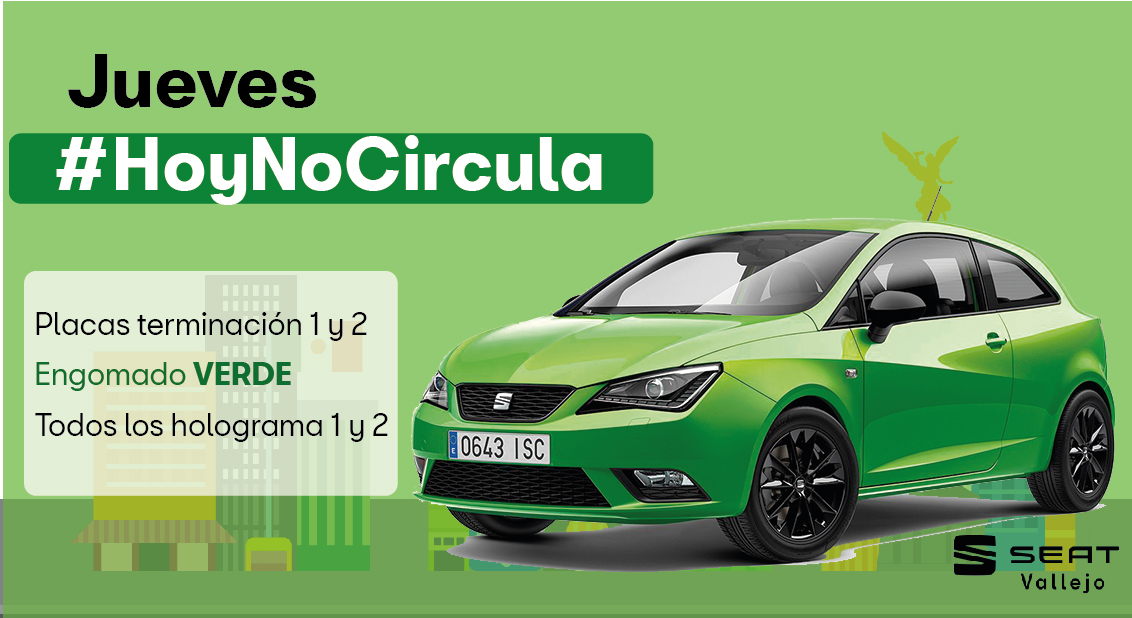 Si vas a salir de casa, verifica que tu auto no tenga placas terminación 1 y 2, engomado verde. ¡No dejes que el programa #HoyNoCircula te tome por sorpresa!