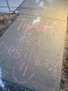ARHArnprior's tweet photo. This morning, our ARH team was welcomed by these kind, supportive sidewalk messages from our incredible community. https://t.co/ly7RiFeLs2