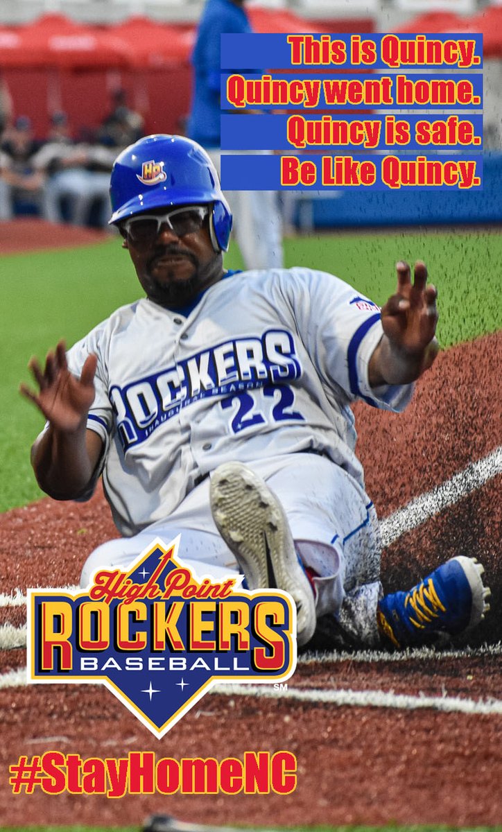 RockersBaseball's tweet image. Be like Quincy! #BeLikeQuincy #PracticeSocialDistancing #StaySafeNC #Rockers #rockersbaseball #gohome #besafe