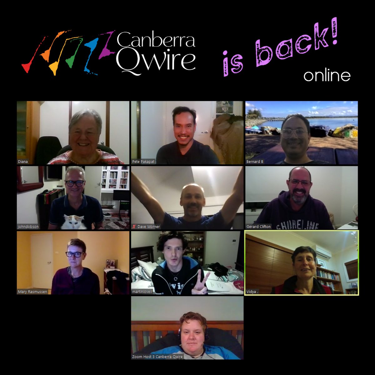 CanberraQwire's tweet photo. Hooray! Qwire is back online! 

Tonight we had our first sectional rehearsals online. Isn't technology wonderful! We are very happy to report that 57 members attended. (Not bad for the first run, isn't it.) https://t.co/TKn8JaCanK