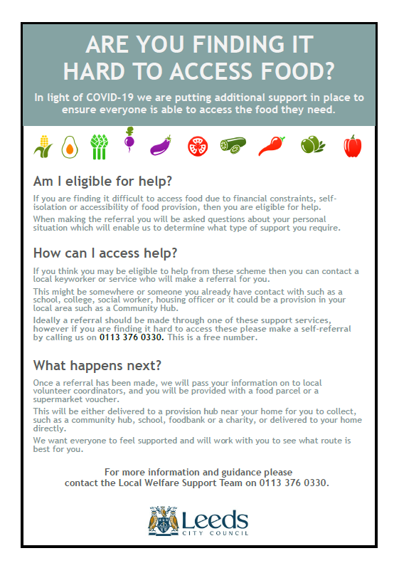 ⚠️Do you know someone who is finding it hard to access food? Please see below and share! ⚠️ Amazing work <a href="/LeedsCC_News/">Leeds Council News</a> @nhsleeds <a href="/Child_Leeds/">Child Friendly Leeds</a> <a href="/SaferLeeds/">Safer Leeds</a>