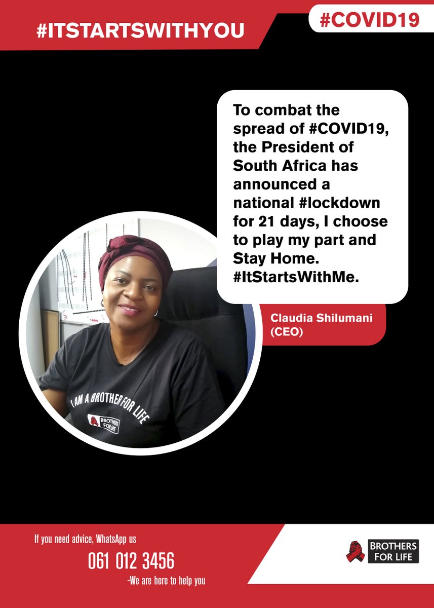 Be like the <a href="/CCISAtweets/">CCI</a> CEO and choose to #StayHome to curb the spread of #COVID19 during the national lockdown. #ItStartsWithYou