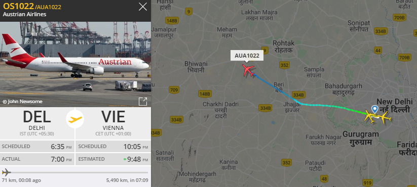 _austrian's tweet photo. Two more repatriation flights are on their way right now. The OE-LAE just took off from Delhi to Vienna. The OE-LPB is over the North Atlantic heading to Lima. The OE-LAX came from Havana yesterday after a short stop in Punta Cana waving hello to over 200 people returning home.🇦🇹 https://t.co/2GHCZi08ue