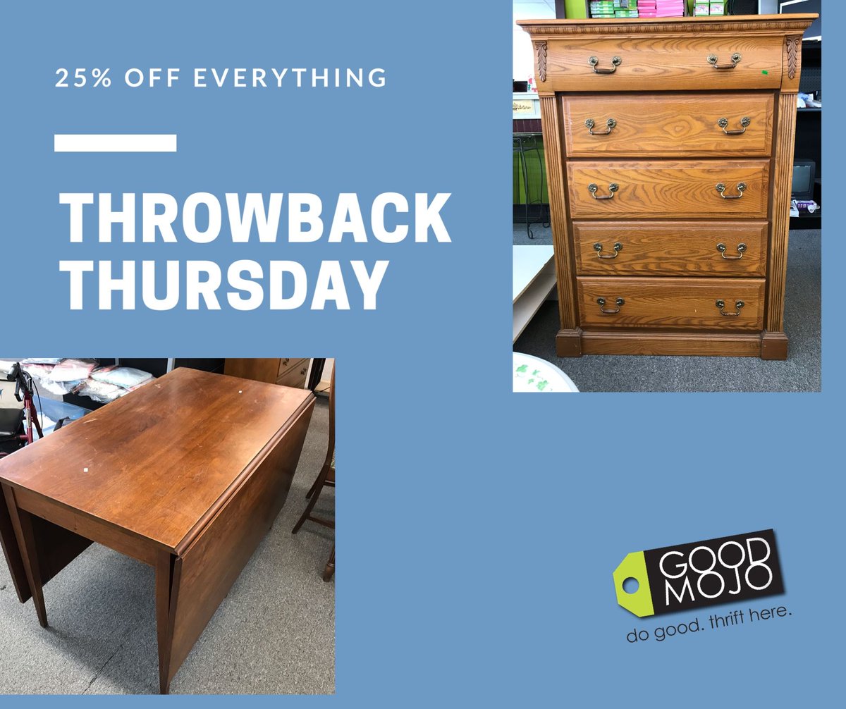 GoodMojoVA's tweet photo. #ThrowbackThursday means 25% off all full price items all day, including furniture!
.
All proceeds benefit @ForKidsVA and help break the cycle of #homelessness for families in #the757 #HRVA. https://t.co/GBOyG69NyS
