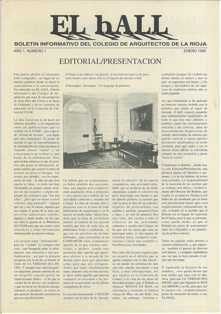 fundacioncoar's tweet photo. Recuperamos estos días la Revista #ElHall a través del #Archivo que digitalizamos hace unos meses.
Su primer número, en enero de 1995, era toda una declaración de intenciones que se mantuvo 105 números más.
https://t.co/gKsx4wVTCc https://t.co/JpAsq9dnN9