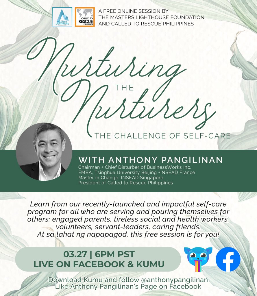 For the Nurturers in and outside their homes, we know that it can be a challenging time for families and communities as normal routines are disrupted due to the crisis but we’re here to disturb you in an enlightening way! Join us tomorrow 3.27 | 6PM PST