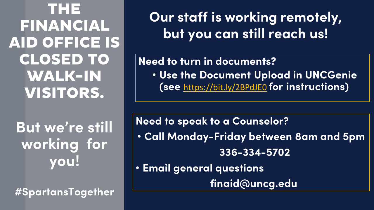 UNCG Financial Aid on Twitter "Our doors may be closed, but rest