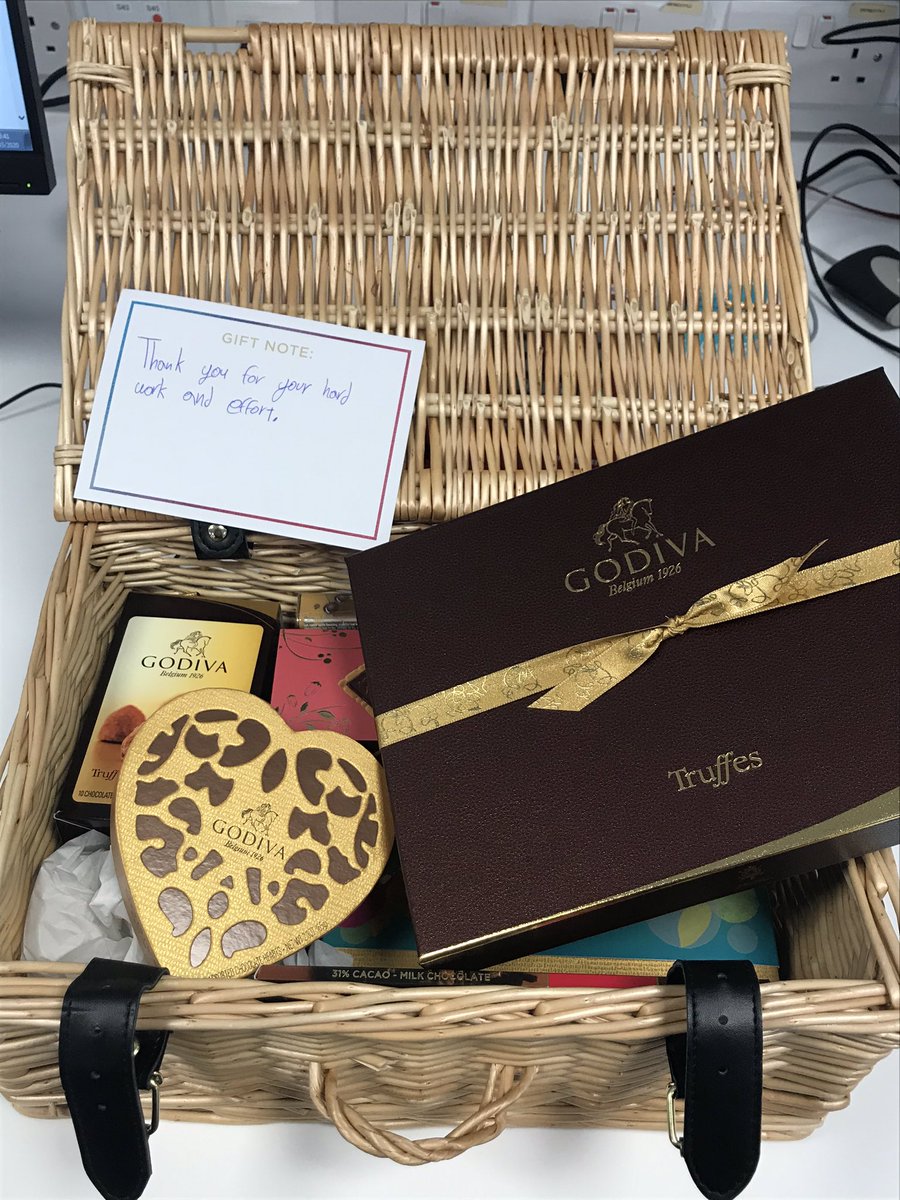 Huge thanks to <a href="/GodivaUK/">Godiva Chocolates UK</a> for this very special basket of chocolates. These will certainly cheer up staff @NewhamHospital with a much needed sugar boost!