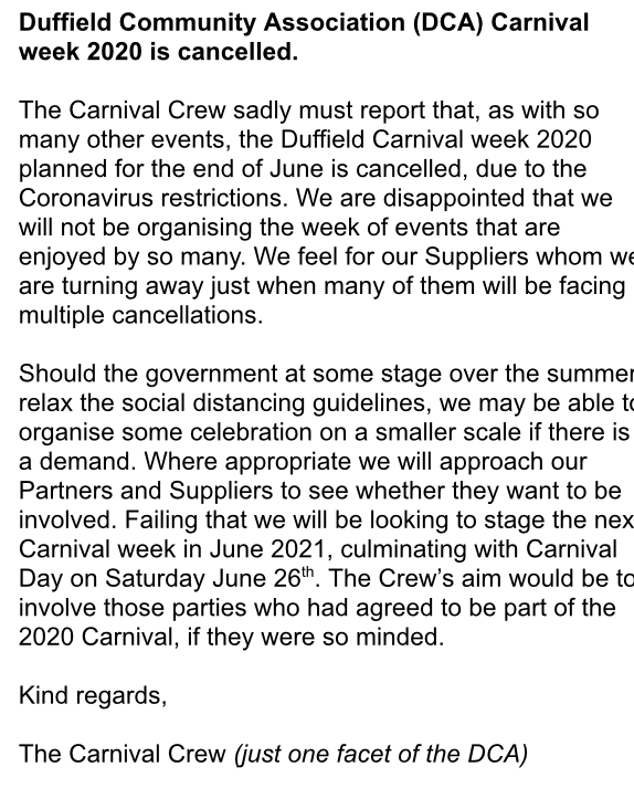 Duffield Carnival tweet media