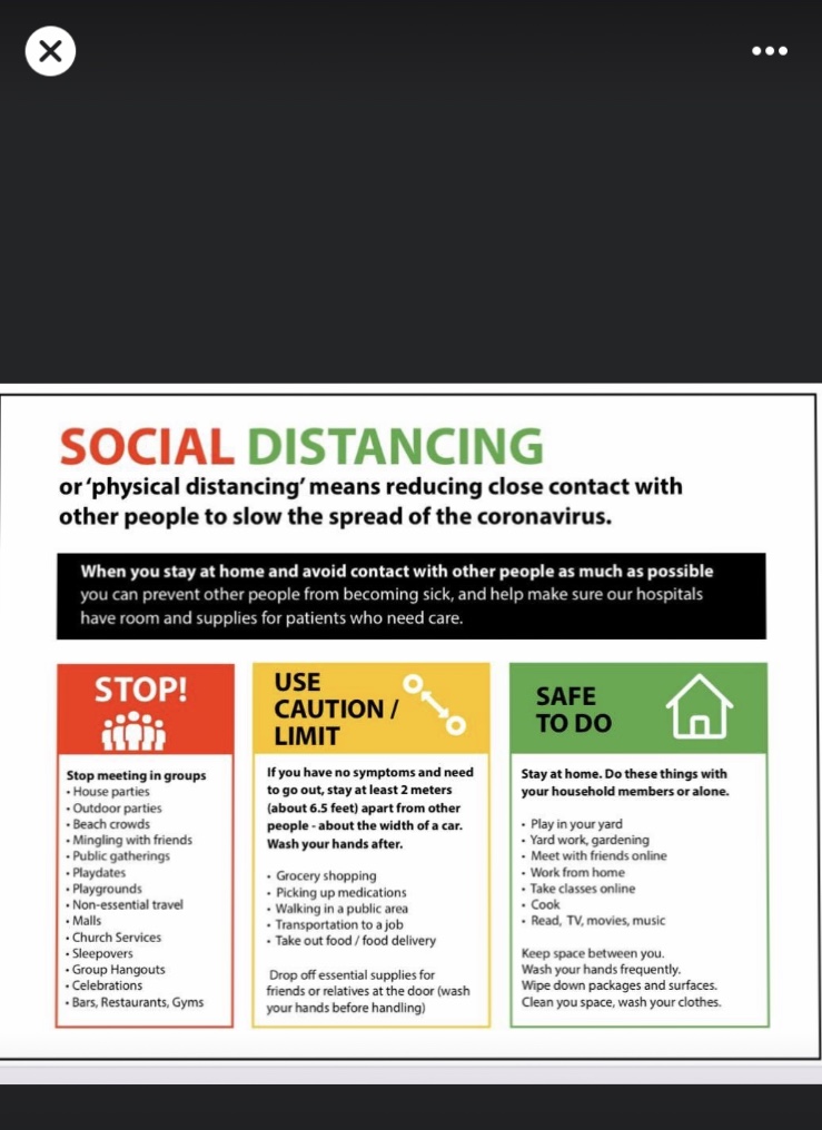 This is social distancing explained
If you absolutely need to go out,  keep a safe distance from those around you.