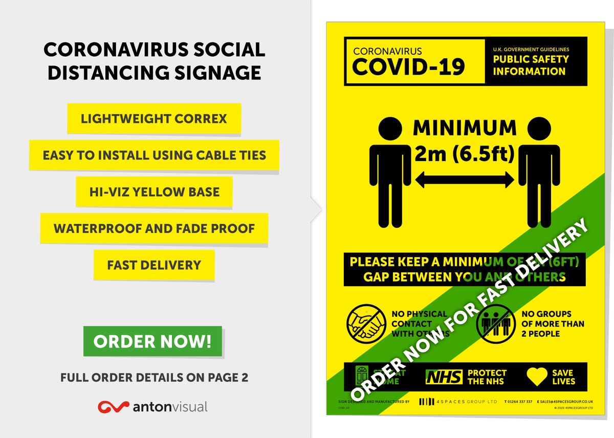 anton_visual's tweet photo. Get in touch with Anton Visual to order your Social Distancing signs today. 
#nhs #signs #healthandsocialcare #caresector #signage #coronavirus https://t.co/WkK2JXSXec