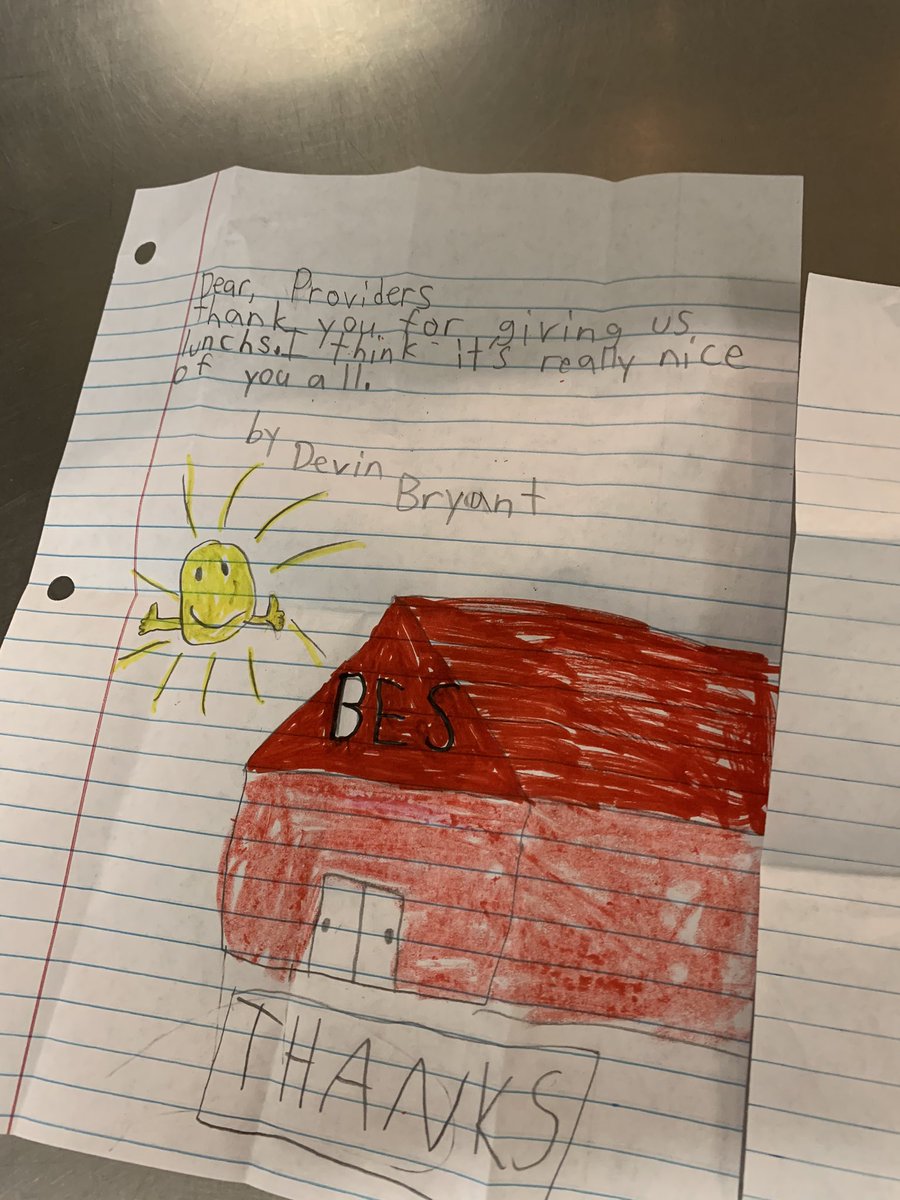 charles_santore's tweet photo. Been helping deliver school lunches to the Bedford kids this week. Most rewarding thing Ive done since Ive worked w/BCPS. These kids are so excited to see us. I feel like Santa. Got these notes from Kayleigh and Devin yesterday them their lunches. https://t.co/kcpemYB9R4