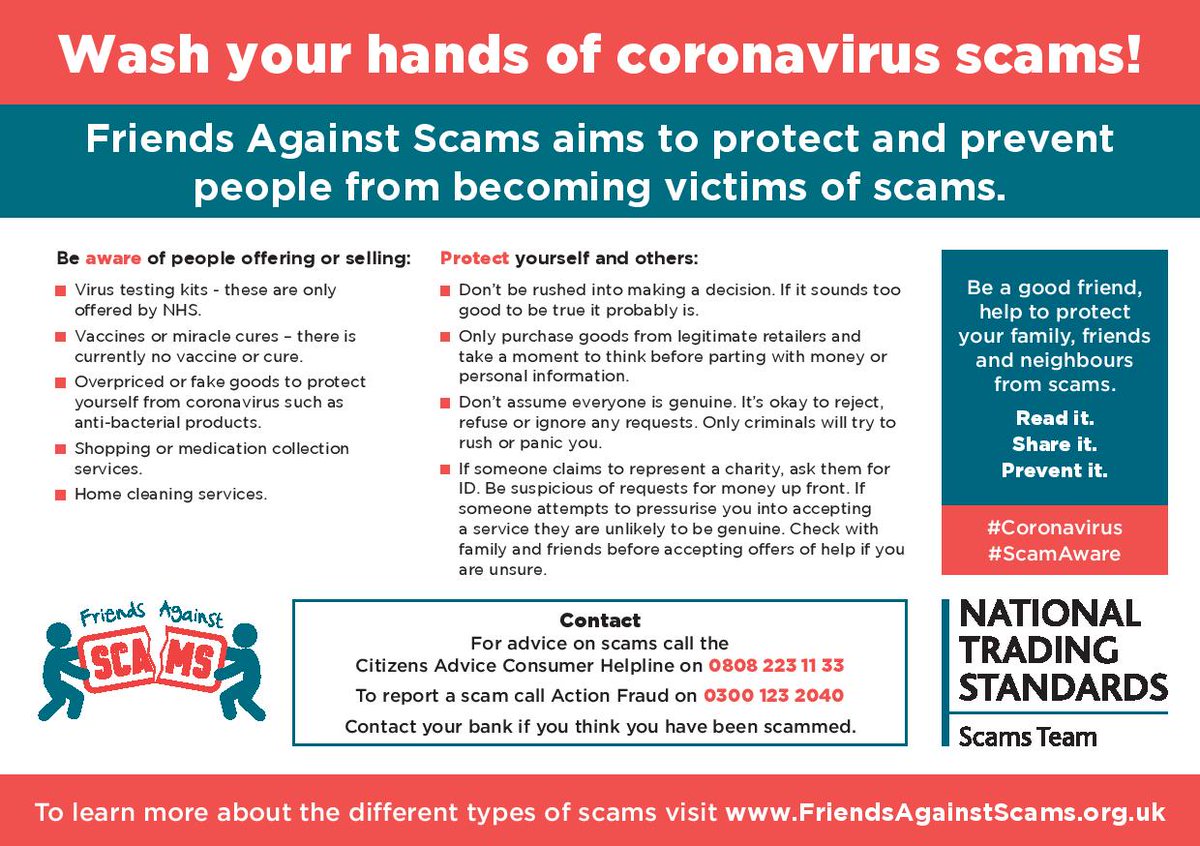 Read it📖Share it🔁 Prevent it🚫

 #Coronavirus #ScamAware