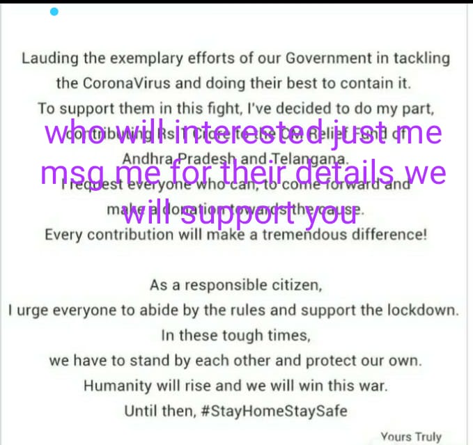 Who will give funds about covid 19 corona virus every one support and give some funds it will use peoples thank you every one