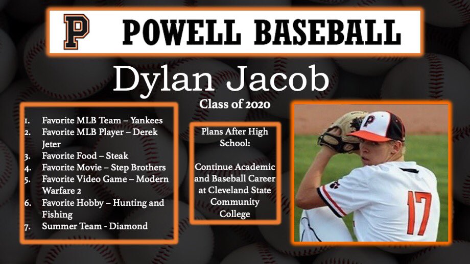 PowellBaseball's tweet photo. Dylan Jacob, Class of 2020

🐾⚾️ - @_Dylan_jacob_ 
☀️⚾️ - @diamondbballtn 
👨🏼‍🎓⚾️ - @CSCC_BSB https://t.co/XnTa6CeXOy