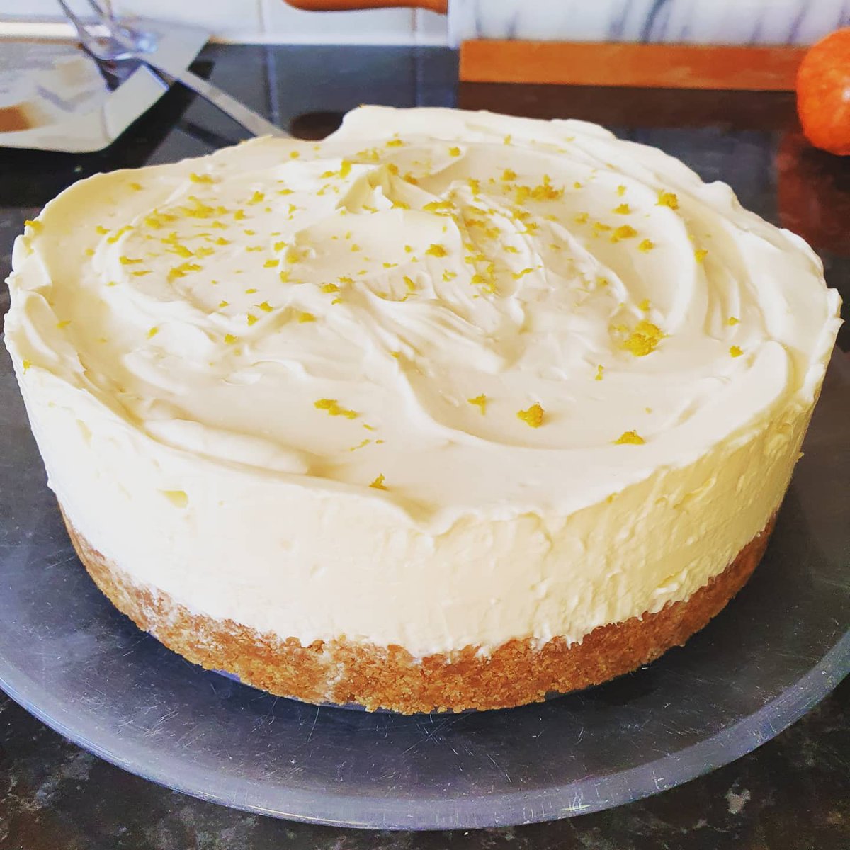 hannahmoulderOT's tweet photo. Well I'm pretty impressed with my first attempt at making cheesecake....lovely way to relax whilst on annual leave but in isolation! Lemon and elderflower 🍋 https://t.co/RJERe69ZQs