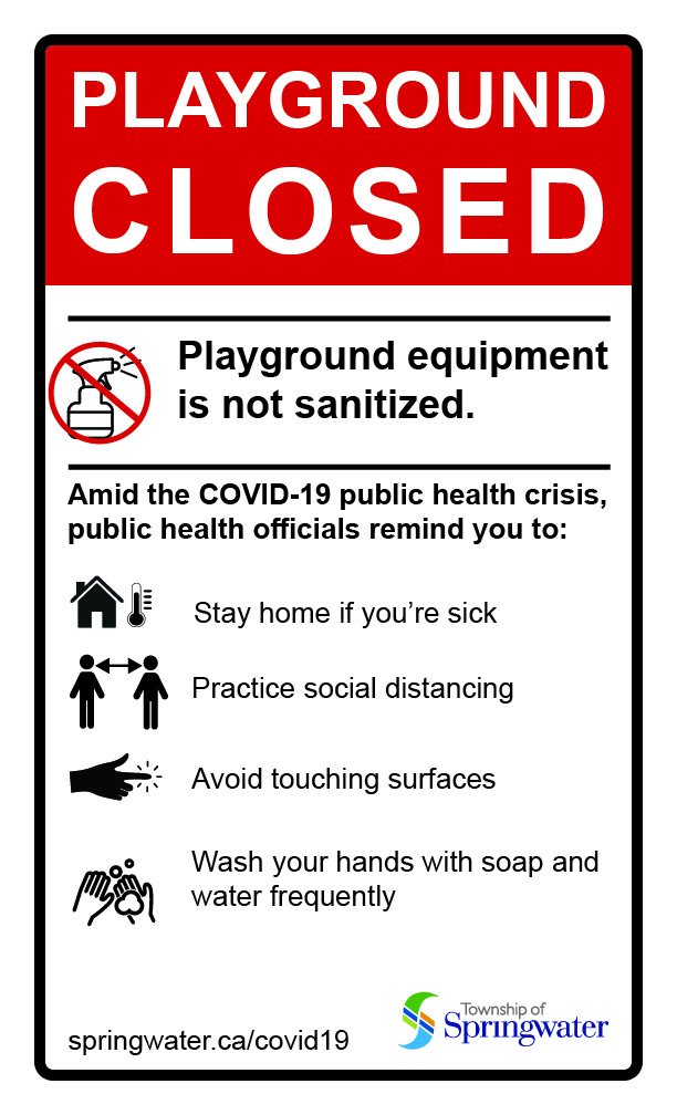 springwatertwp's tweet image. Reminder: All playgrounds, outdoor fitness equipment and outdoor rinks are closed until further notice. Please keep off and do your part to #stopthespread and help #flattenthecurve. #COVID19