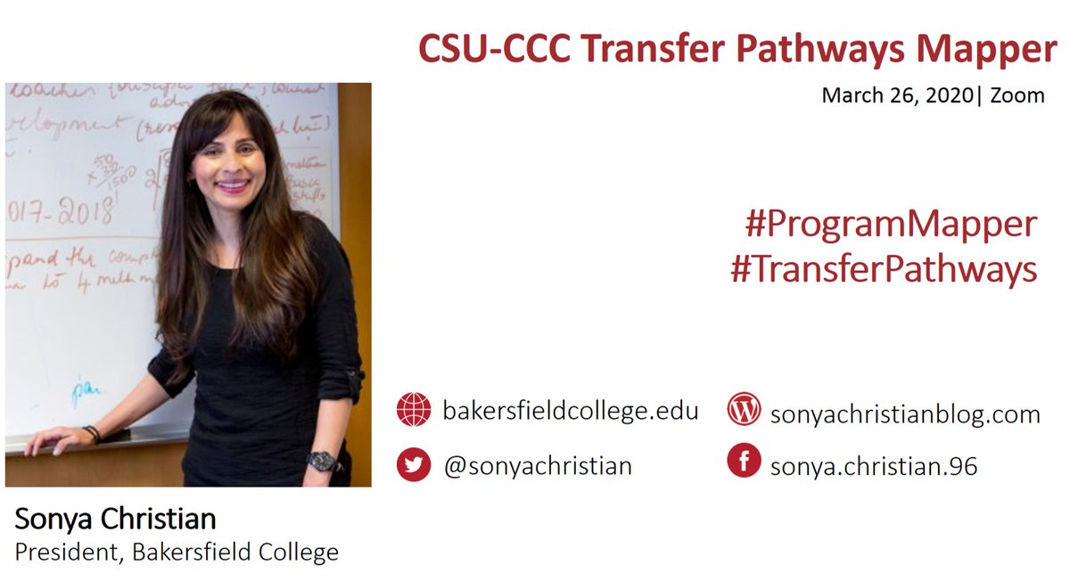 sonyachristian's tweet image. Taking a break from covid19 world to present #ProgramMapper to @calstate @CalCommColleges increasing baccalaureate completion with equity.  #EquityMatter #LeadershipMatters @stwhalen @bleuguy @chrisnellum @CollegeOpp @Center4UrbanEd @jjhetts @CommunityCCRC