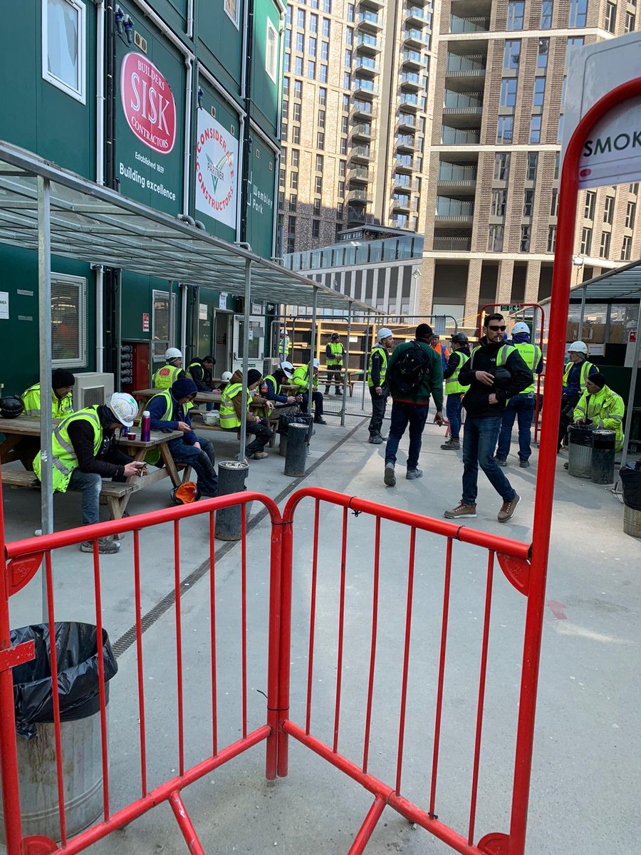 trout_liam's tweet photo. @piersmorgan my sites put in a one way system to keep social distance on site but to actually get onto site you have to walk through a busy smoking area 🤯 https://t.co/iGusz9WIkC