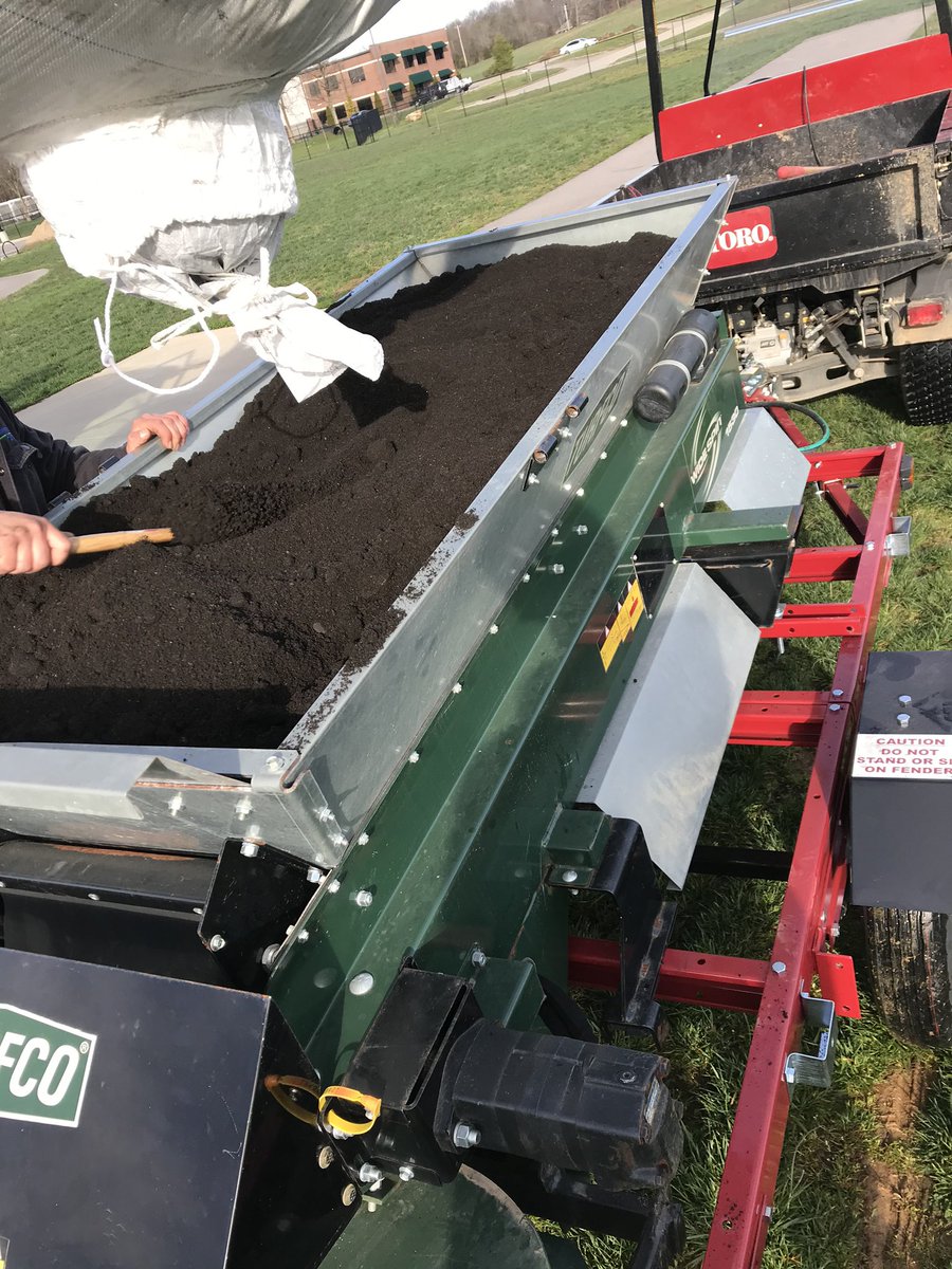 Spreading some black gold, soil will enjoy this spa treatment! <a href="/mirimichigreen/">Mirimichi Green</a> <a href="/SiteOneSupply/">SiteOne Landscape Supply</a> Carbon Pro G on baseball fields, super sacks of mirimichi on soccer cool season <a href="/TurfcoGolf/">Turfco Mfg</a>