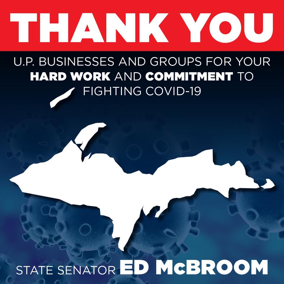 While this is a challenging and dark time in many ways, <a href="/UpperPeninsula/">The Upper Peninsula</a> businesses and groups continue to go above and beyond during the #COVID19 crisis. I wanted to share some great examples that my office has been made aware of: