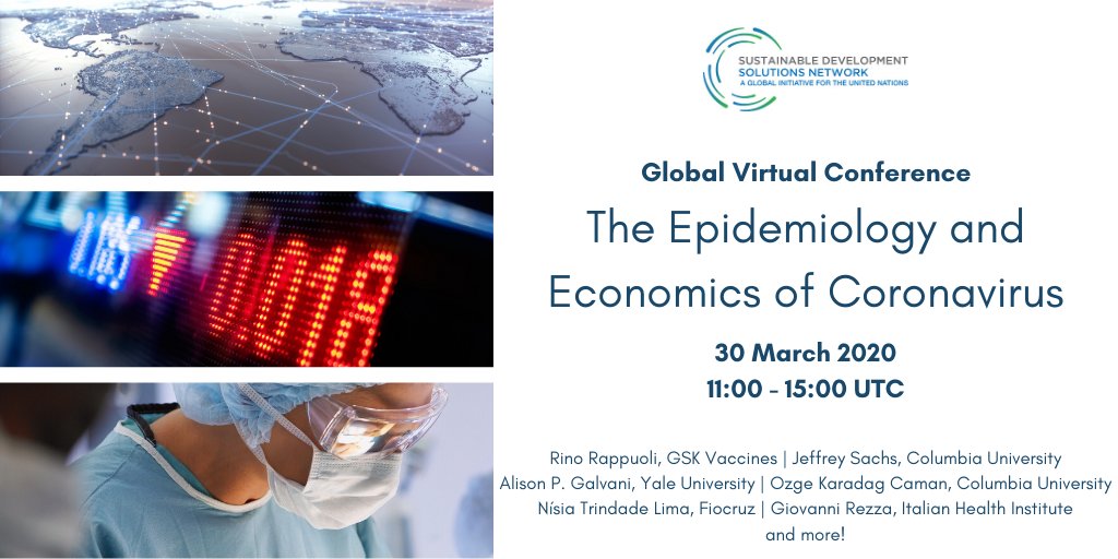 #COVID19 is complicating posing a real risk to achieving #SDGs targets on #disease, #education, life expectancy, and decent #work. Join <a href="/UNSDSN/">SDSN</a> and expert panelists for a conference on the epidemiology and economics of #coronavirus. Register here: bit.ly/EconomicsOfCOV…