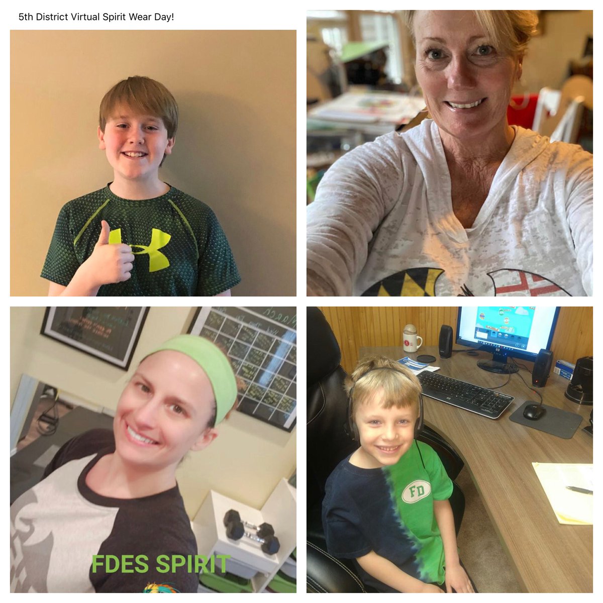 More spirit day photos. Stay healthy &amp; well and enjoy the beautiful weather today! Keep up the positivity Fifth! 💚☀️ #virtualspiritday <a href="/paulscott_bcps/">Paul Scott</a>