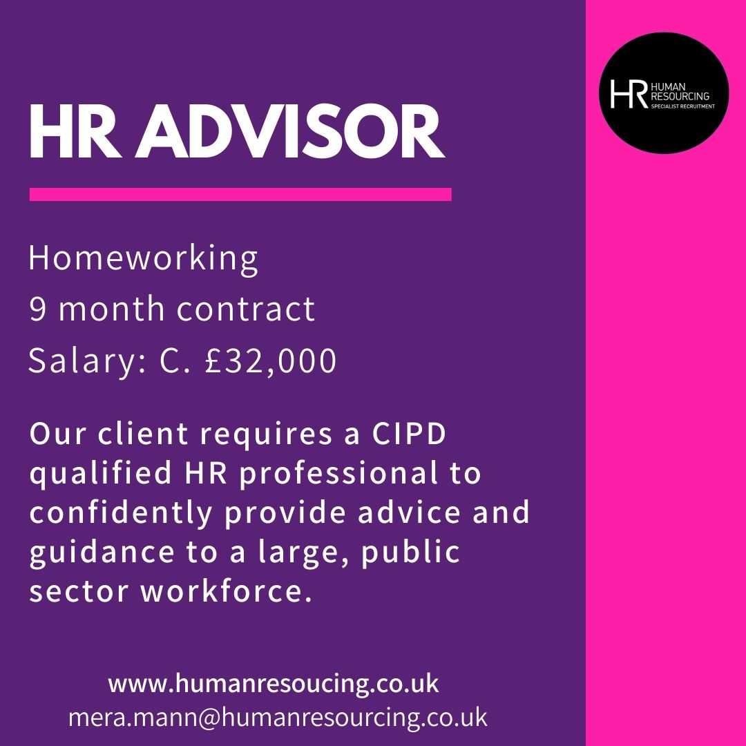 HRsouthwales's tweet image. NEW JOB - Homeworking HR Advisor
Please contact mera.mann@humanresourcing.co.uk for further info
#Recruitment #Hiring #Homeworker #HRJobs