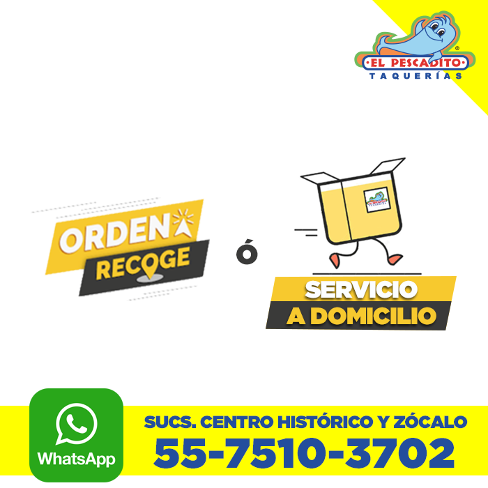 ElPescaditoCH's tweet photo. ¡Servicio a Domicilio! También ordena y recoge en cualquiera de nuestras dos sucursales #Zócalo y #CentroHistórico. Escríbenos por Whatsapp al 5575103702 y haz tu pedido. (Aceptamos pago con tarjeta de crédito y débito y AMEX). https://t.co/4itl64e0Mf