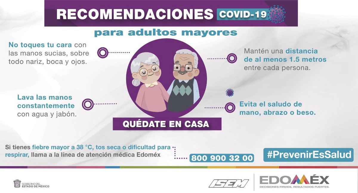 Hagamos conciencia sobre lo importante que es cuidar de la salud de todos, en especial de nuestros adultos mayores. #Covid_19mx