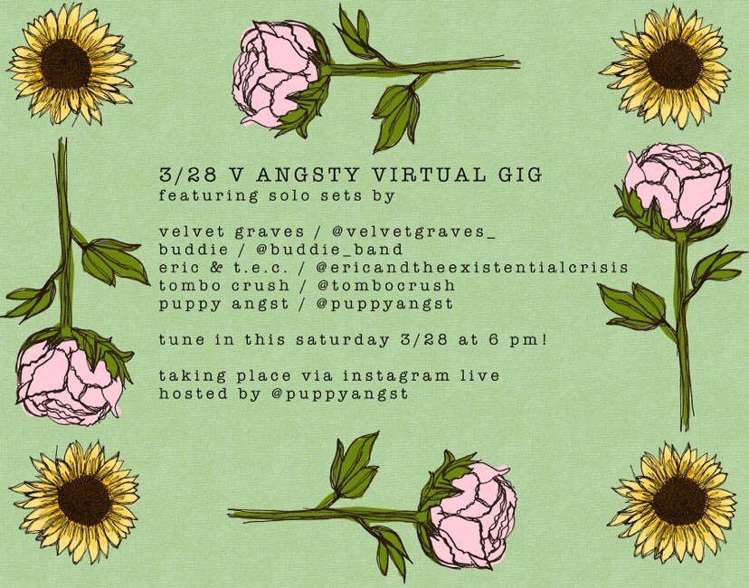 playing a virtual solo set on <a href="/puppyangst/">❤️‍🔥 puppy angst ❤️‍🔥</a> ‘s ig on saturday come watch 💖💖💖