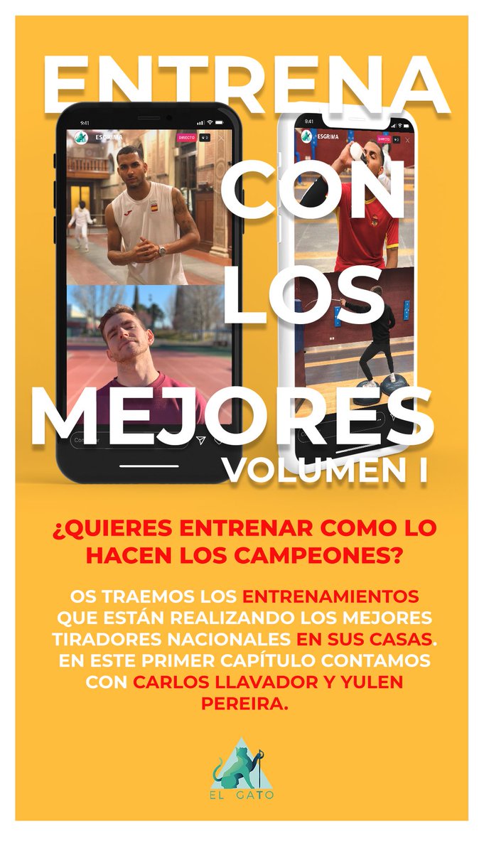 <a href="/llava92/">Carlos Llavador</a> dirige mañana un entrenamiento live desde su cuenta de instagram, junto a <a href="/YPereiraPodium/">Yulen Pereira</a>. La oportunidad de entrenar con los mejores, cada uno desde su casa. ¿Te lo vas a perder? Mañana 27 de marzo a las 12:00!!  weareelgato.com/esgrima/entren…
