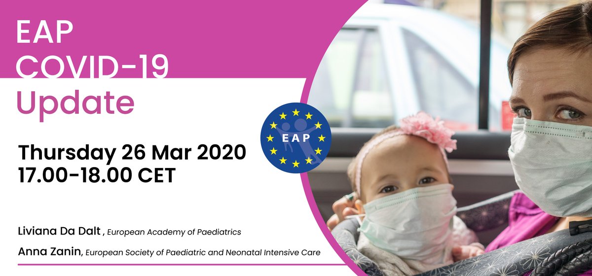 EAPaediatrics's tweet photo. Thank you to all speakers and participants of the first EAP #COVID19 webinar. 

Important conversation on best practices in hospitals and surgeries, with recommendations to better address the outbreak.

[Thread ⬇] https://t.co/i86V6ZmaLM