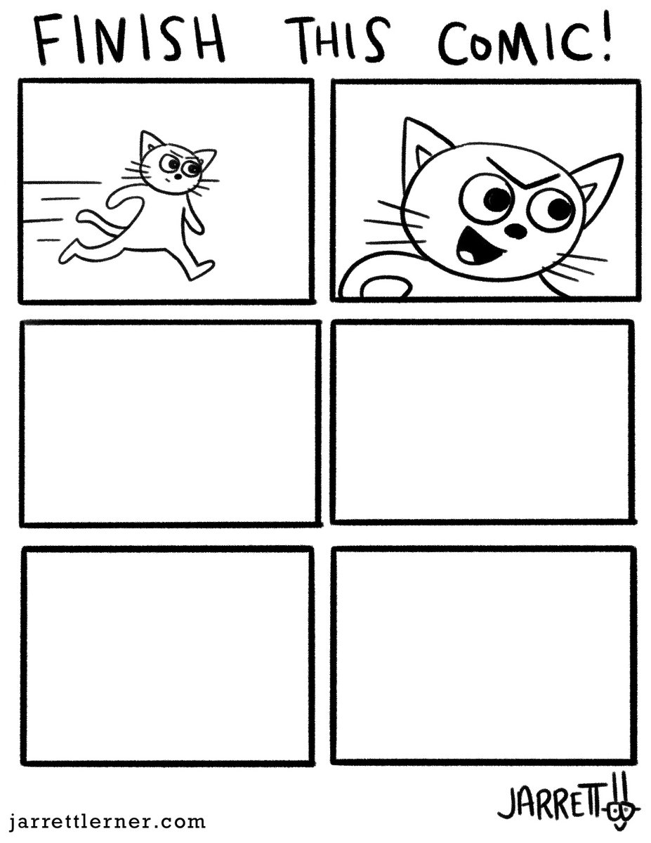 Jarrett_Lerner's tweet photo. Another new batch of "Finish This Comic" Comics are now available at my site:
https://t.co/elSYH2zJdh
These all involve cats, and are for the young artist who wrote to me saying that she NEEDED more cat comics to finish!!!
I'll post more new activities tomorrow morning! https://t.co/frzxgIQipj