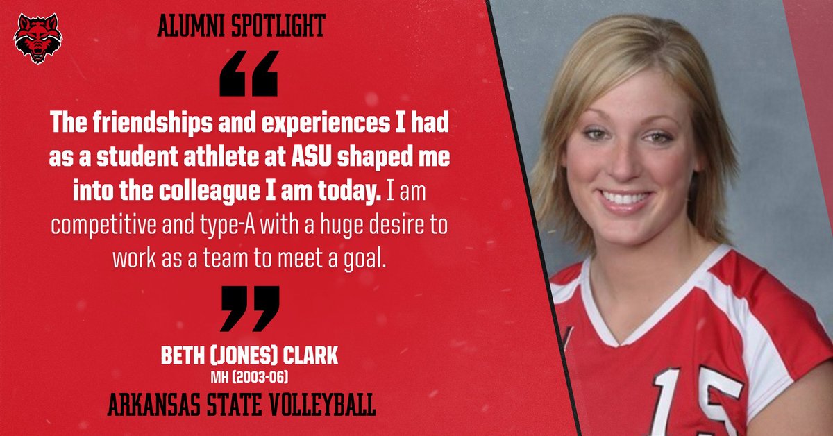 AStateVB's tweet photo. This week's Alumni Spotlight:

𝐁𝐞𝐭𝐡 (𝐉𝐨𝐧𝐞𝐬) 𝐂𝐥𝐚𝐫𝐤
Yrs: 2003-06
Position: MH
Fav. memory: Road trips on the bus, beating North Texas at the Convocation Center (after UNT won earlier), and many others

#WolvesUp🐺 | #TBT https://t.co/cbocVBX1Zq