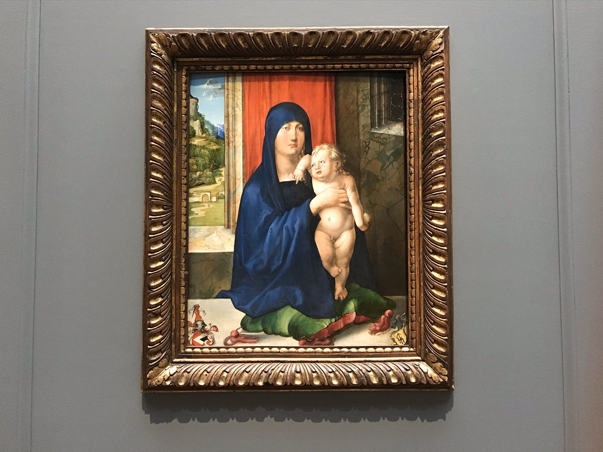 The earliest work in gallery 35 is Albrecht Dürer’s “Madonna and Child” (c. 1496/1499).Born in Nuremberg in 1471, Dürer first trained as a goldsmith in his father’s shop before becoming an apprentice in the workshop of the painter Michael Wolgemut in 1486.